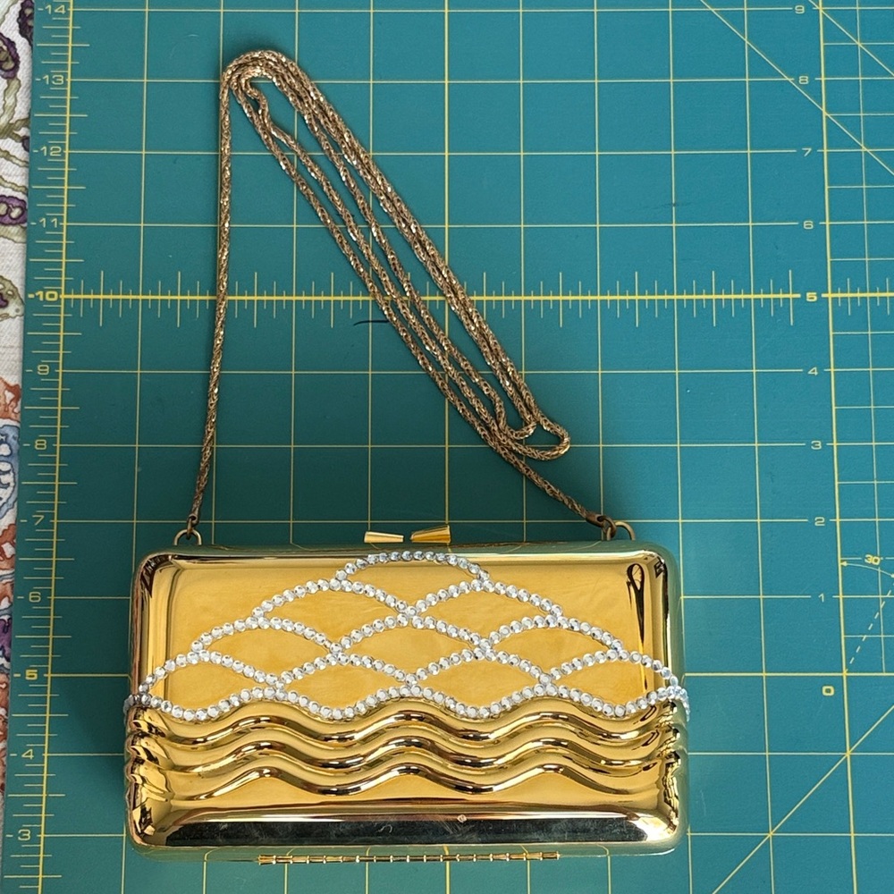 Gold Evening Clutch with Chain Strap